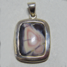 (p1243)Silver rectangular pendant with stone.